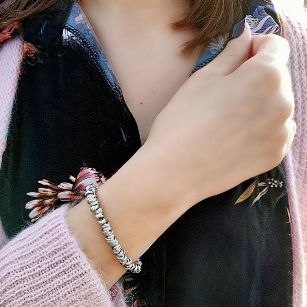 Titanium steel personalized bracelet braided pearl ring