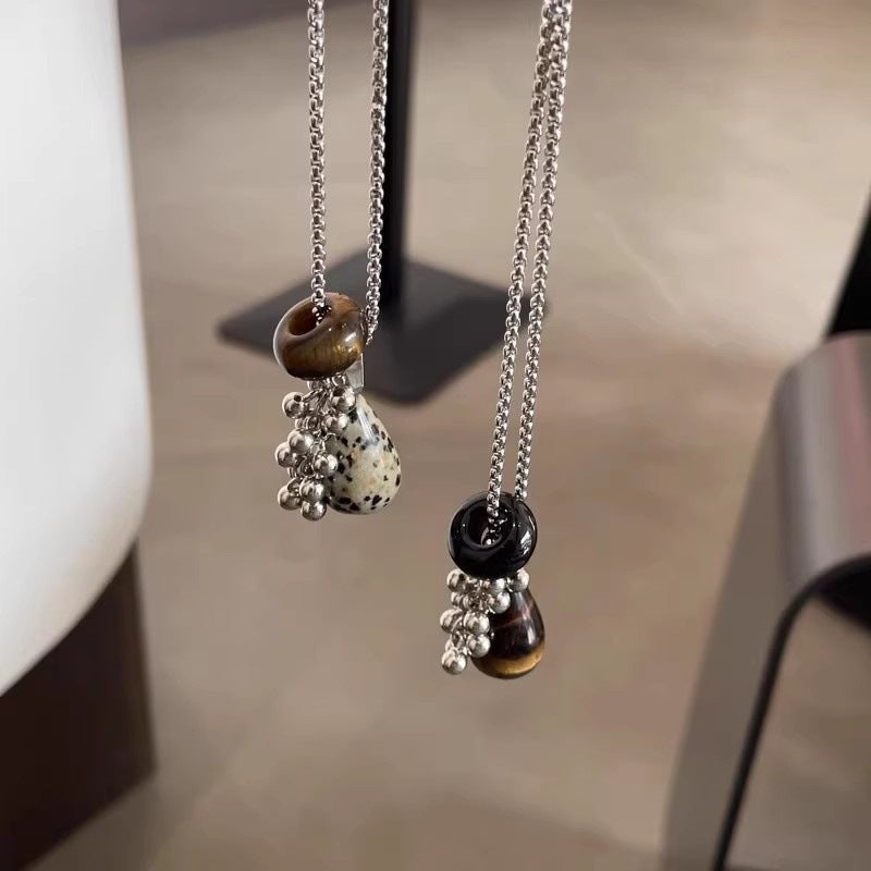 Tiger Eye Spotted Stone Grape Necklace