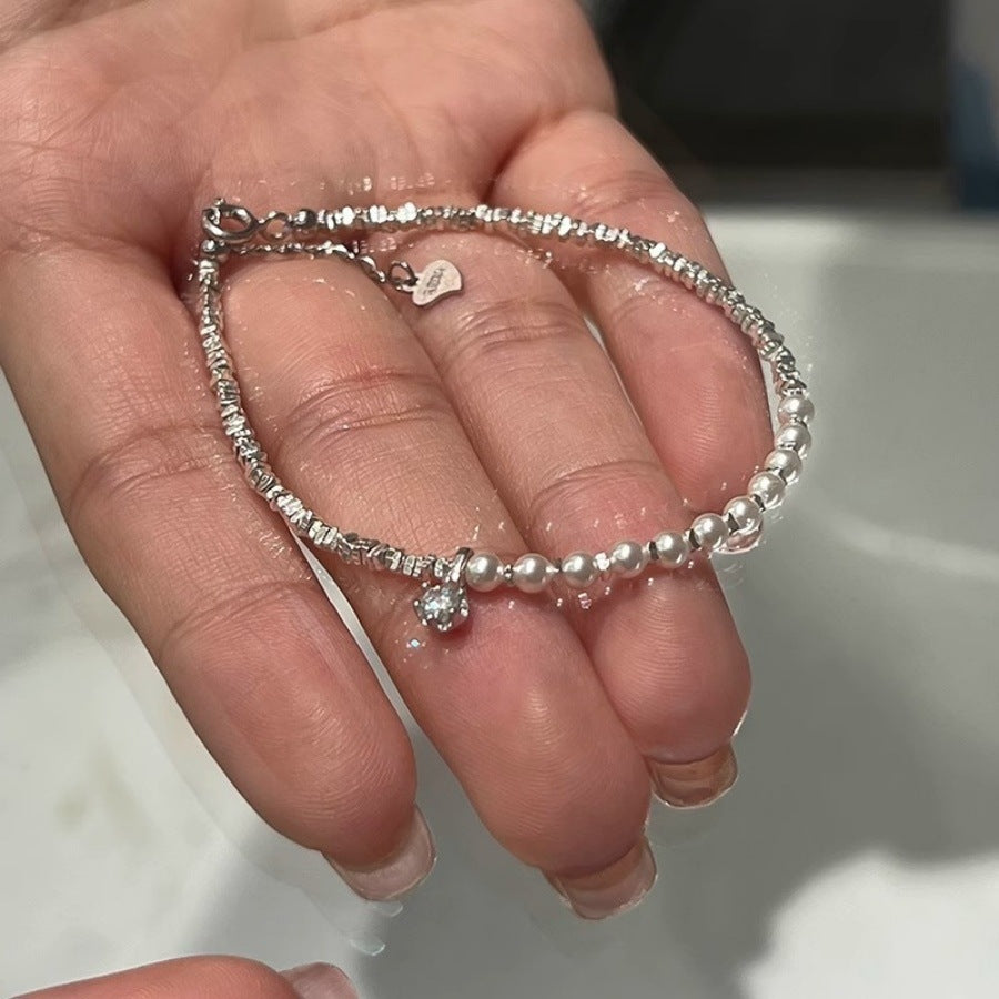 Zircon Pearl Silver Bracelet