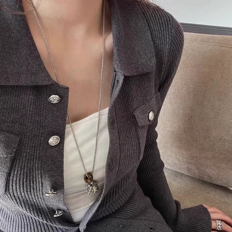 Tiger Eye Spotted Stone Grape Necklace