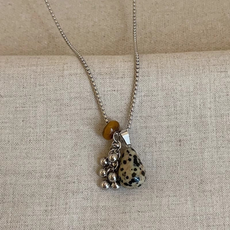 Tiger Eye Spotted Stone Grape Necklace