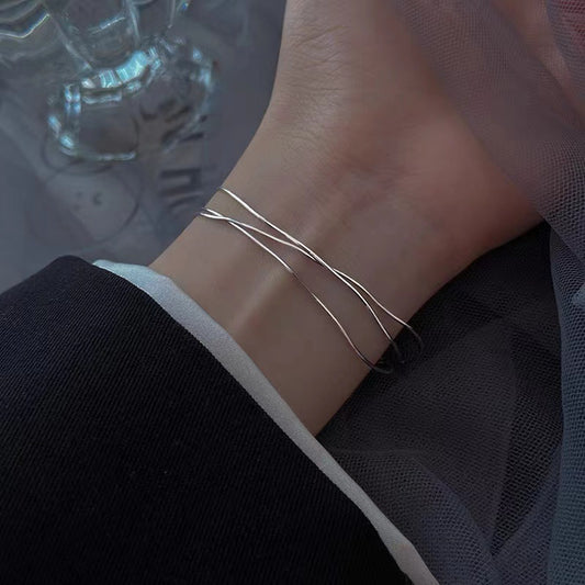925 silver plated snake bone bracelet
