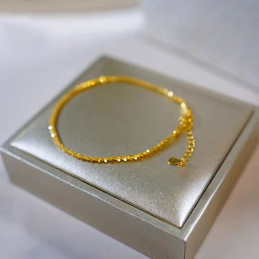 Sparkling plain chain exquisite versatile gold bracelet