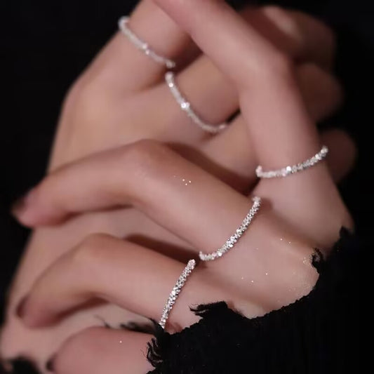 Sparkling silver ring for women