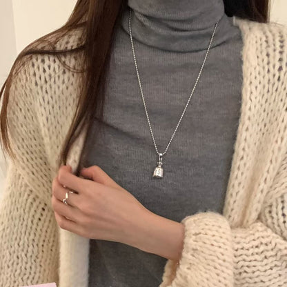 Silver coin bag necklace