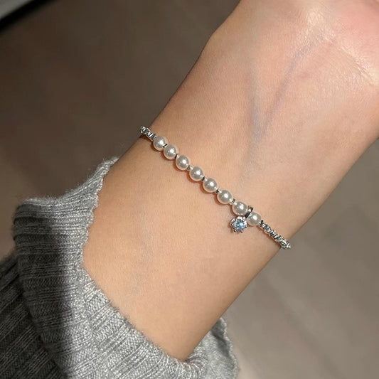 Zircon Pearl Silver Bracelet