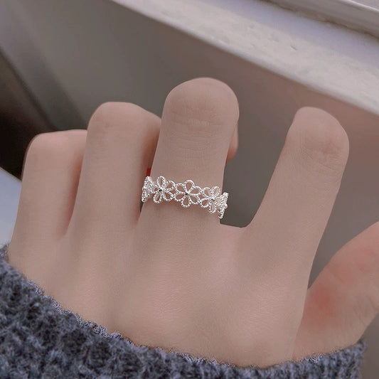 925 sterling silver flower ring women’s Chinese style