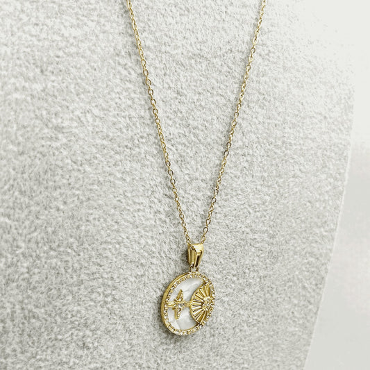Sun, Moon, Star, Shell Pendant Necklace