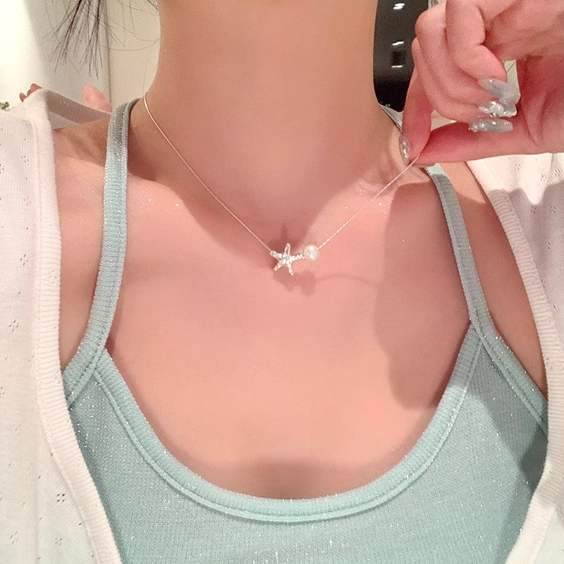 Summer Beach Silver Starfish Necklace