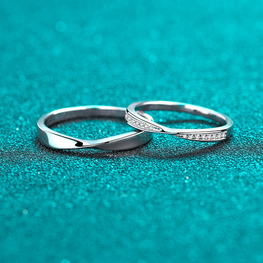 925 sterling silver couple ring moissanite ring