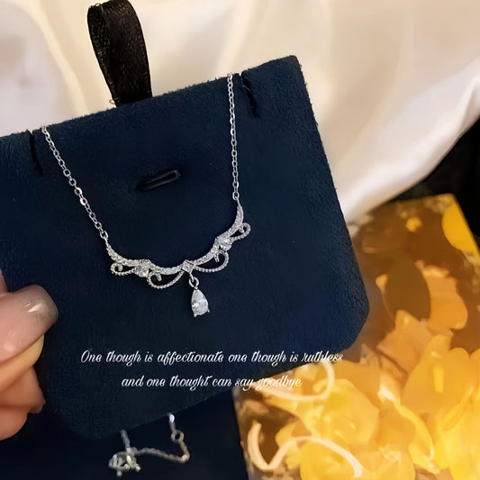 Silver Lace Princess Fantasy Tassel Drop Necklace
