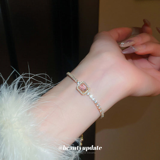 Zirconia and Square Diamond Pull-Out Bracelet