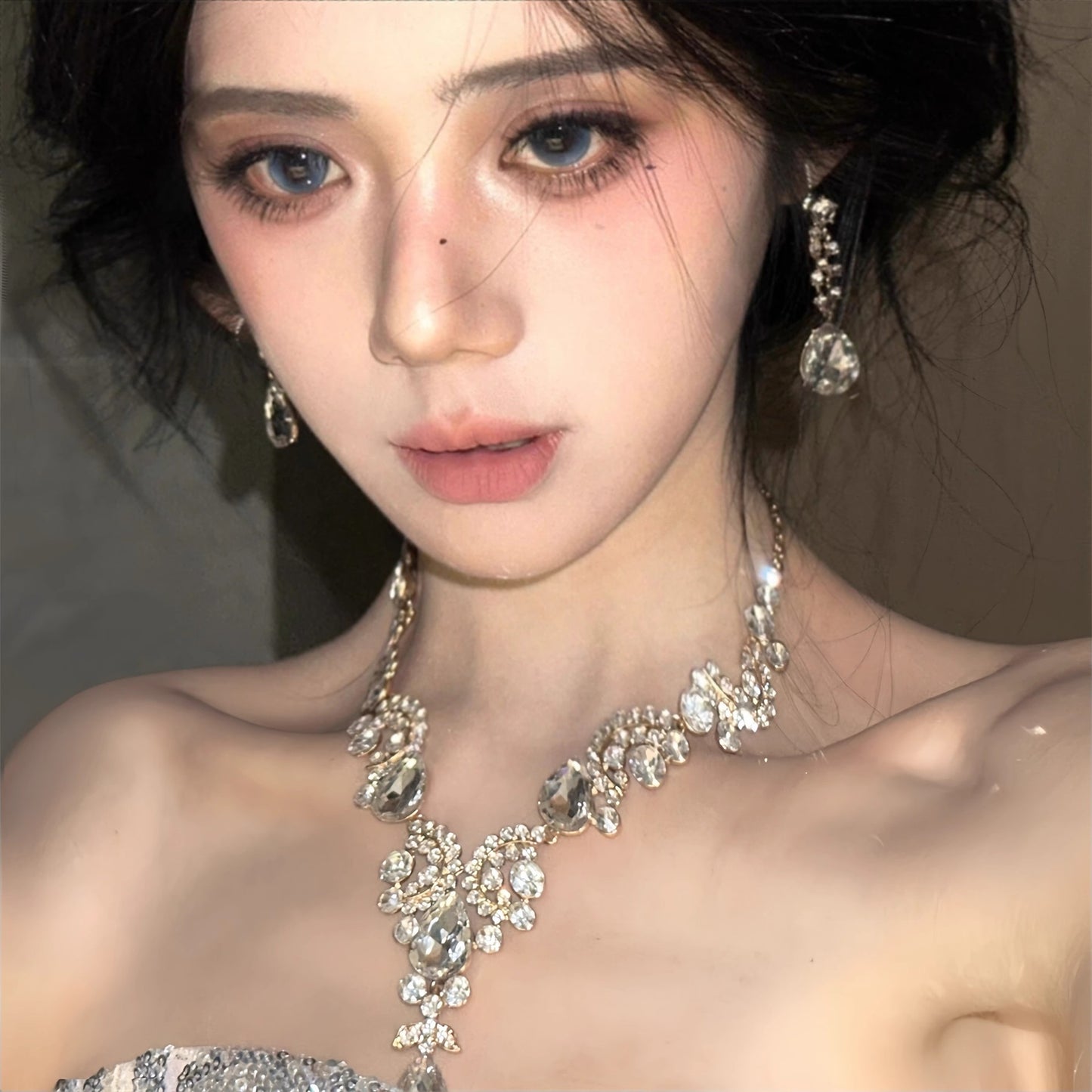 Teardrop diamond tassel necklace