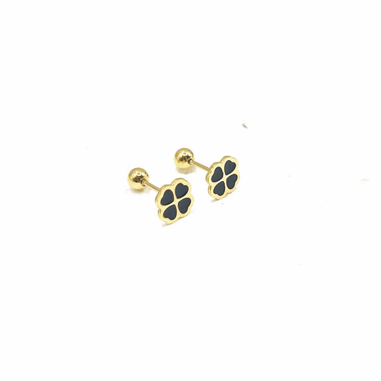 Titanium steel four-leaf clover earrings