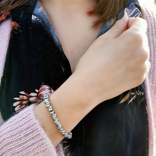 Titanium steel personalized bracelet braided pearl ring