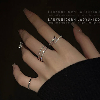 Light luxury zircon open ring