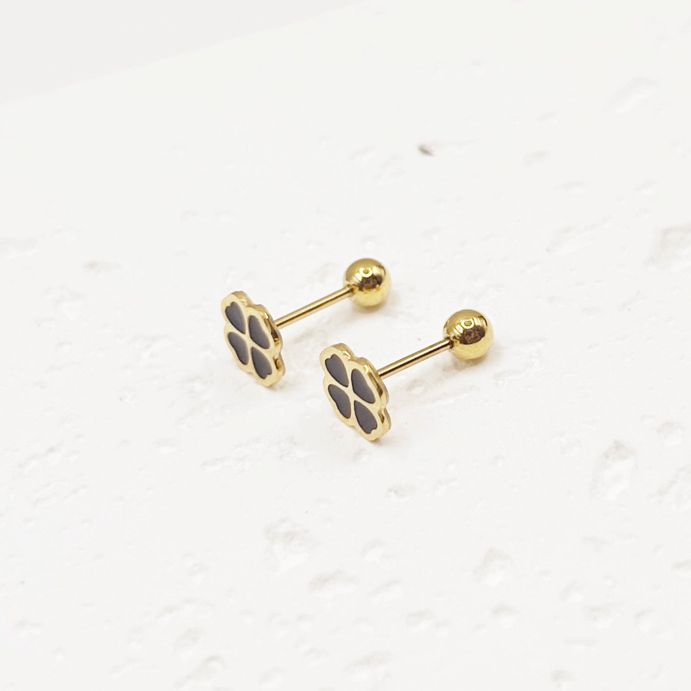 Titanium steel four-leaf clover earrings