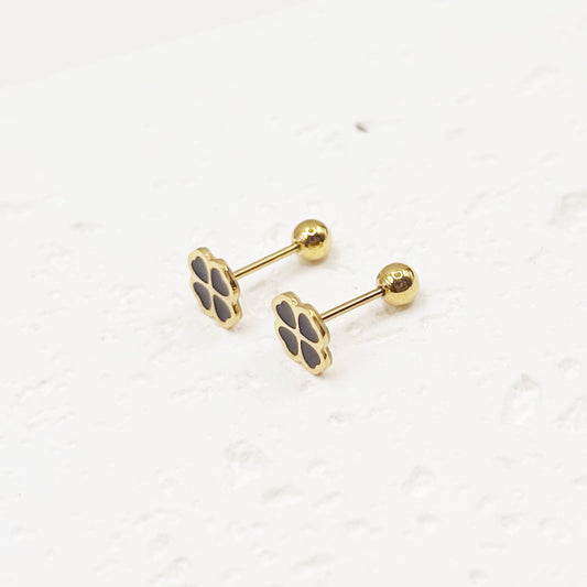 Titanium steel four-leaf clover earrings