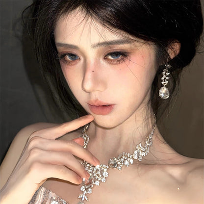 Teardrop diamond tassel necklace
