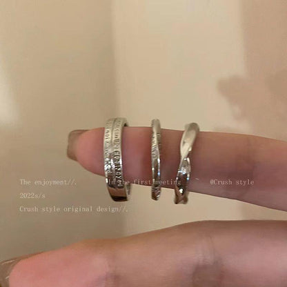 Three-piece silver plain ring
