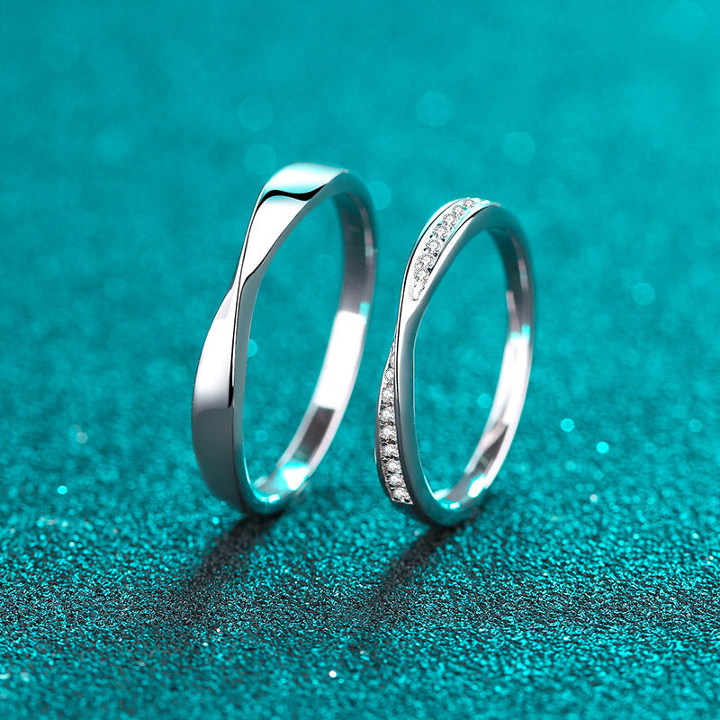 925 sterling silver couple ring moissanite ring