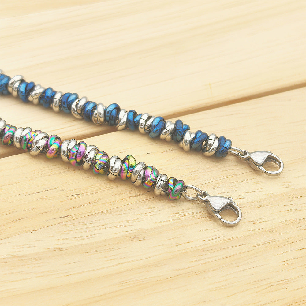 Titanium steel personalized bracelet braided pearl ring