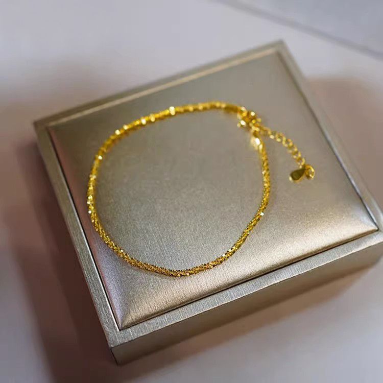Sparkling plain chain exquisite versatile gold bracelet