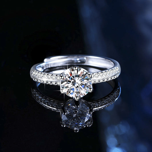 D color moissanite s925 sterling silver six claw ring