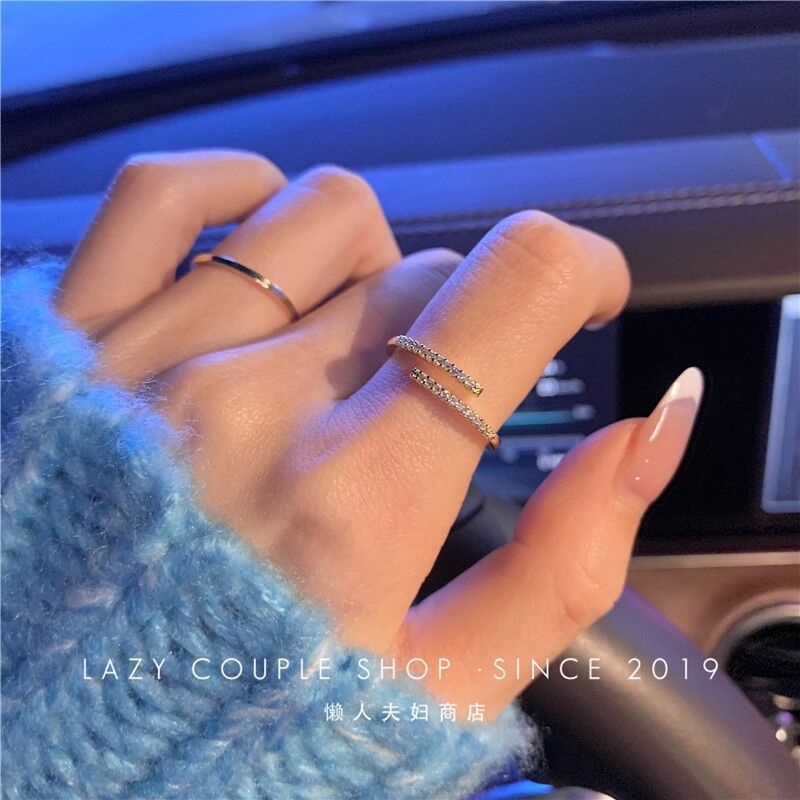 Light luxury zircon open ring