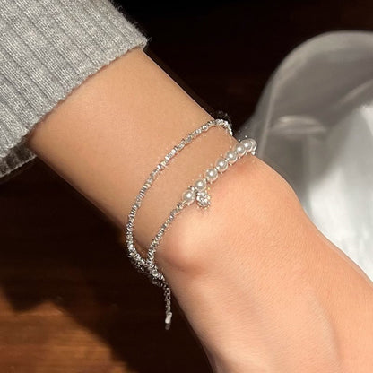 Zircon Pearl Silver Bracelet