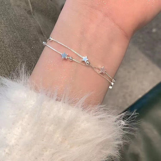 Double-layer five-pointed star bracelet simple girlfriend sweet fresh