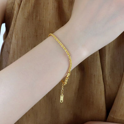 Sparkling plain chain exquisite versatile gold bracelet