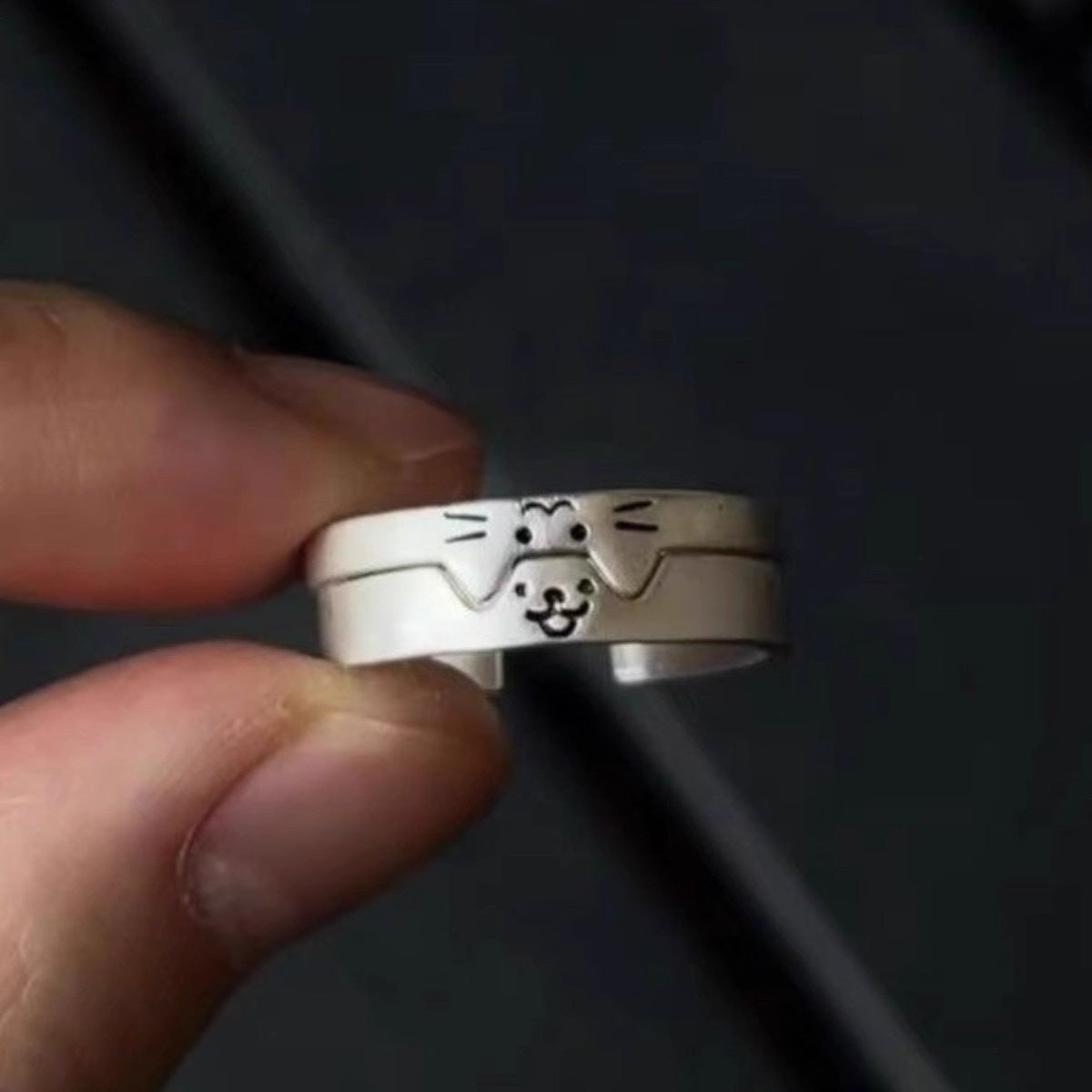 Cat and Puppy Couple Rings