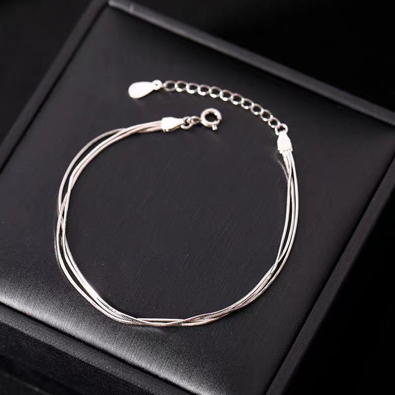 925 silver plated snake bone bracelet