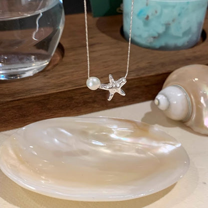 Summer Beach Silver Starfish Necklace