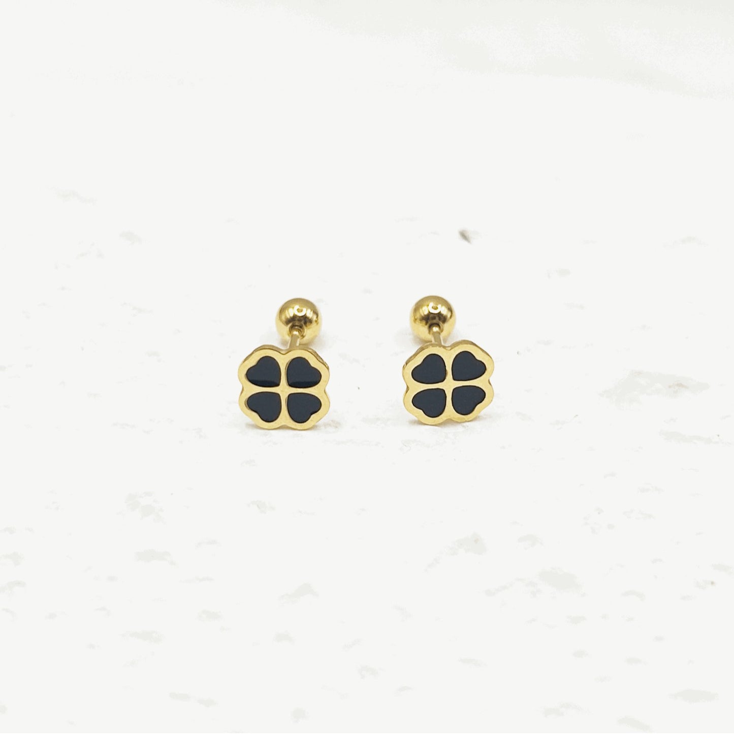 Titanium steel four-leaf clover earrings