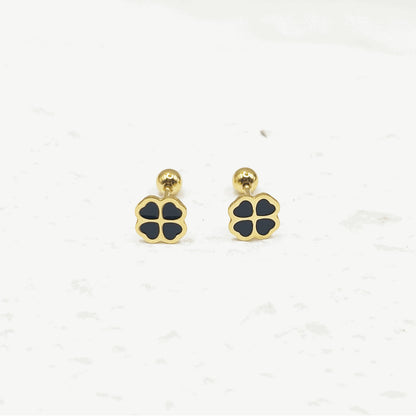 Titanium steel four-leaf clover earrings