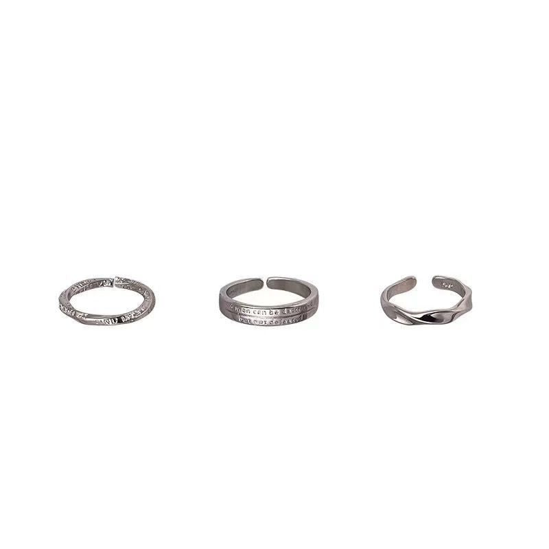 Three-piece silver plain ring