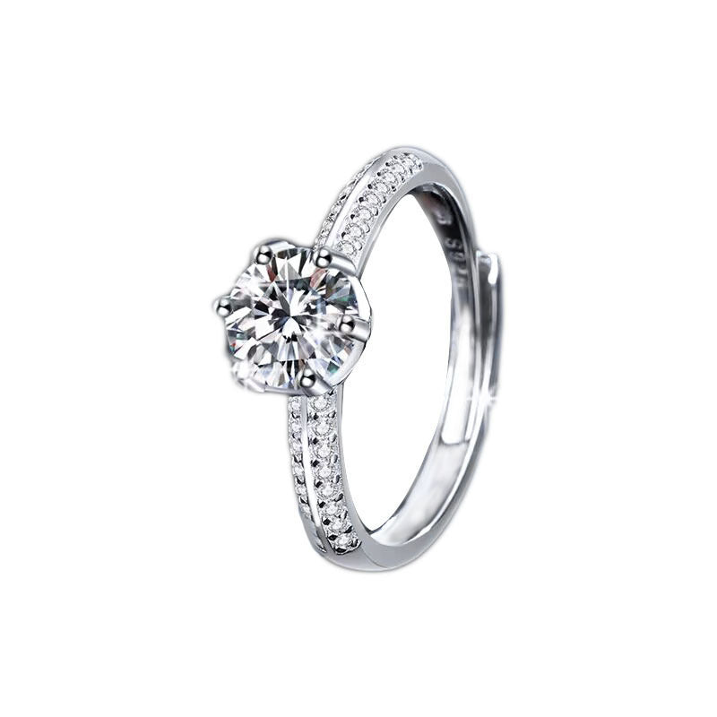 D color moissanite s925 sterling silver six claw ring