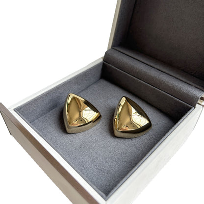 Three-dimensional large triangle earrings