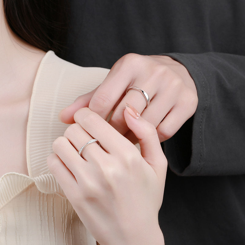 925 sterling silver couple ring moissanite ring