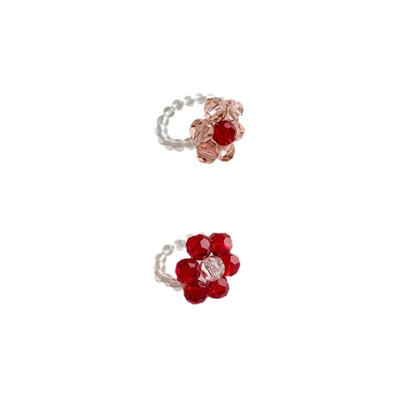 Handmade Vintage Beaded Crystal Flower Ring