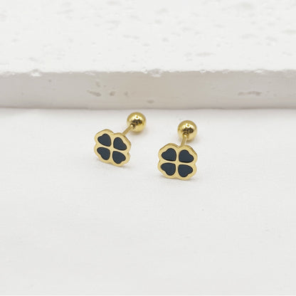 Titanium steel four-leaf clover earrings