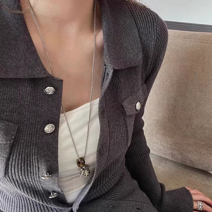 Tiger Eye Spotted Stone Grape Necklace