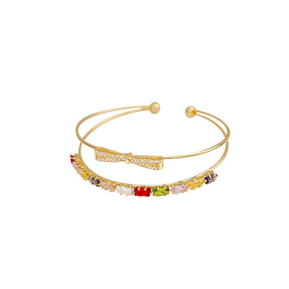 A Thousand-dollar Atmosphere Sparkling Bow Micro-Inlaid Zircon Bracelet
