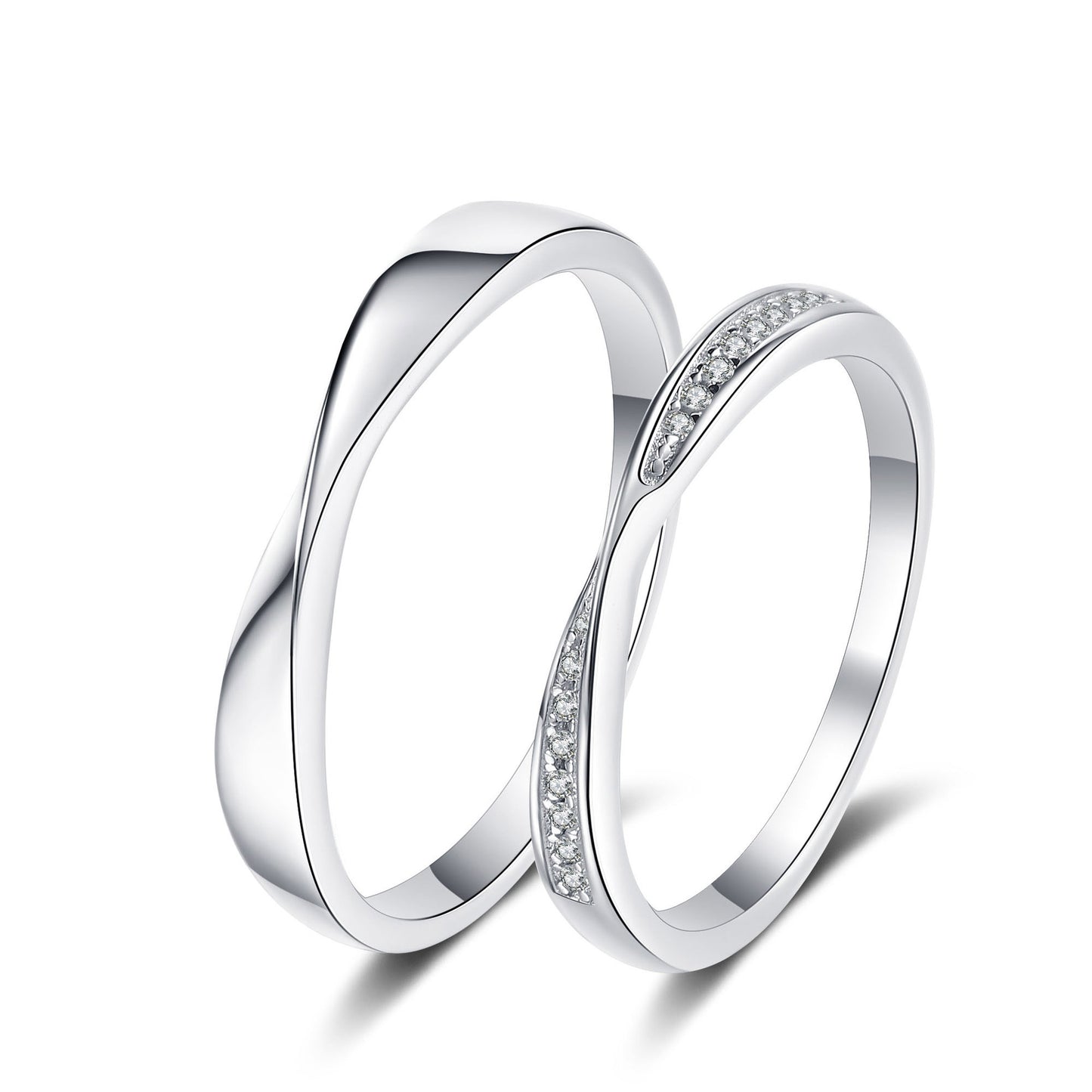 925 sterling silver couple ring moissanite ring