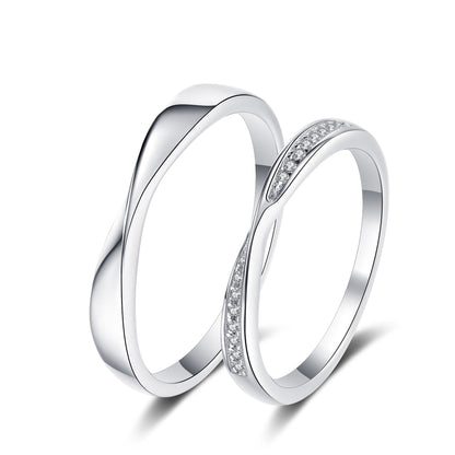 925 sterling silver couple ring moissanite ring