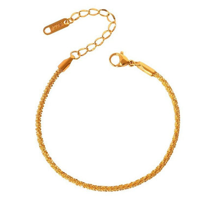 Sparkling plain chain exquisite versatile gold bracelet