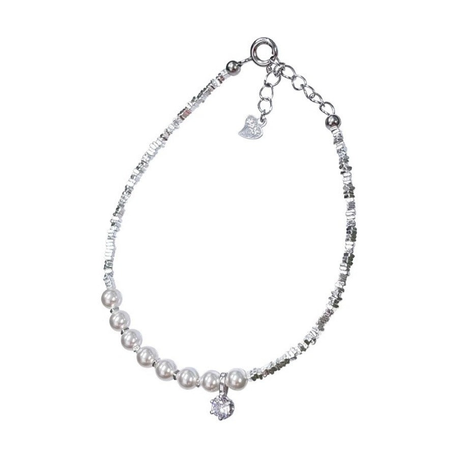 Zircon Pearl Silver Bracelet