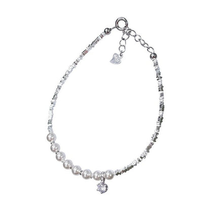 Zircon Pearl Silver Bracelet